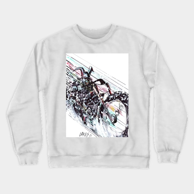 krampus on a chopper Crewneck Sweatshirt by Space Spector